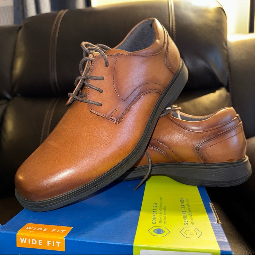 Nunn Bush Men's Pro Plain Toe Oxford with Kore Slip Resistant Comfort Size 8 W